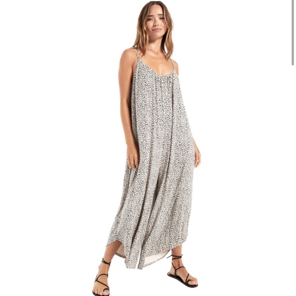 Z Supply Mini Leopard Animal Print Wide Leg Flared Jumpsuit - XL